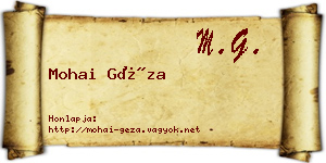Mohai Géza névjegykártya